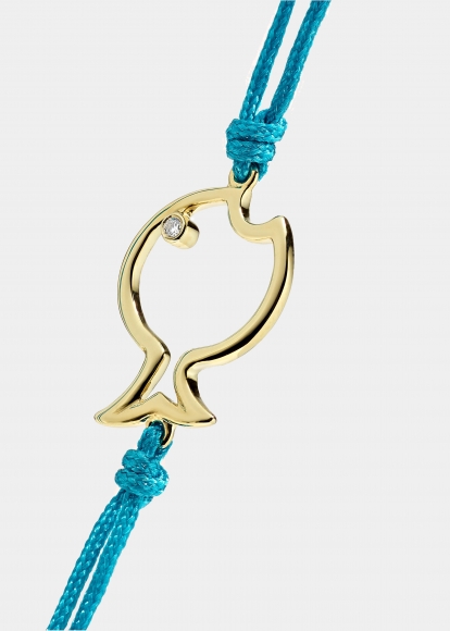 BRACELET FIL POISSON BULLE TURQUOISE OR JAUNE