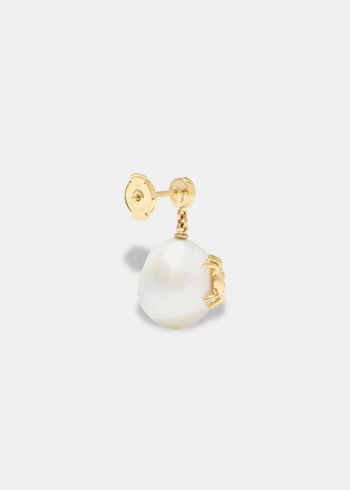 PAIRE DE BOUCLES D'OREILLE PERLES HISTOIRE OR JAUNE