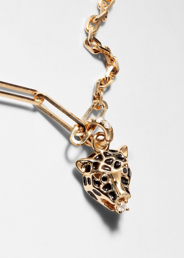 BRACELET SOLITAIRE CHARM'S LEOPARD OR JAUNE
