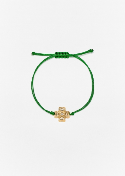 BRACELET FIL TRÈFLE VERT OR JAUNE