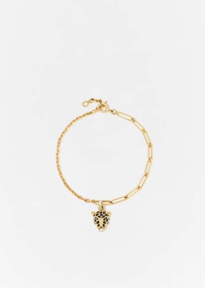 BRACELET SOLITAIRE CHARM'S LEOPARD OR JAUNE