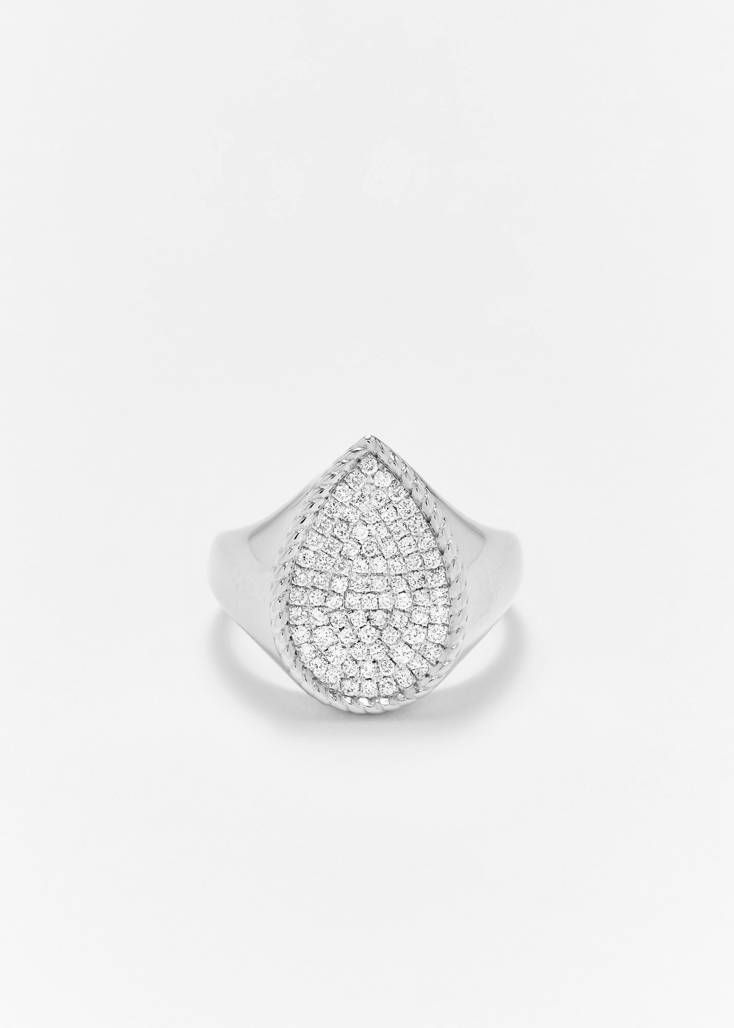 CHEVALIÈRE POIRE DIAMANTS OR BLANC