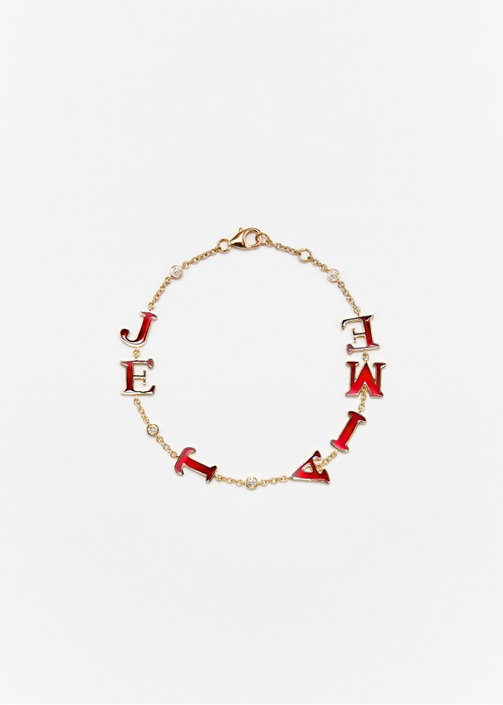 BRACELET JE T'AIME EMAIL ROUGE OR JAUNE
