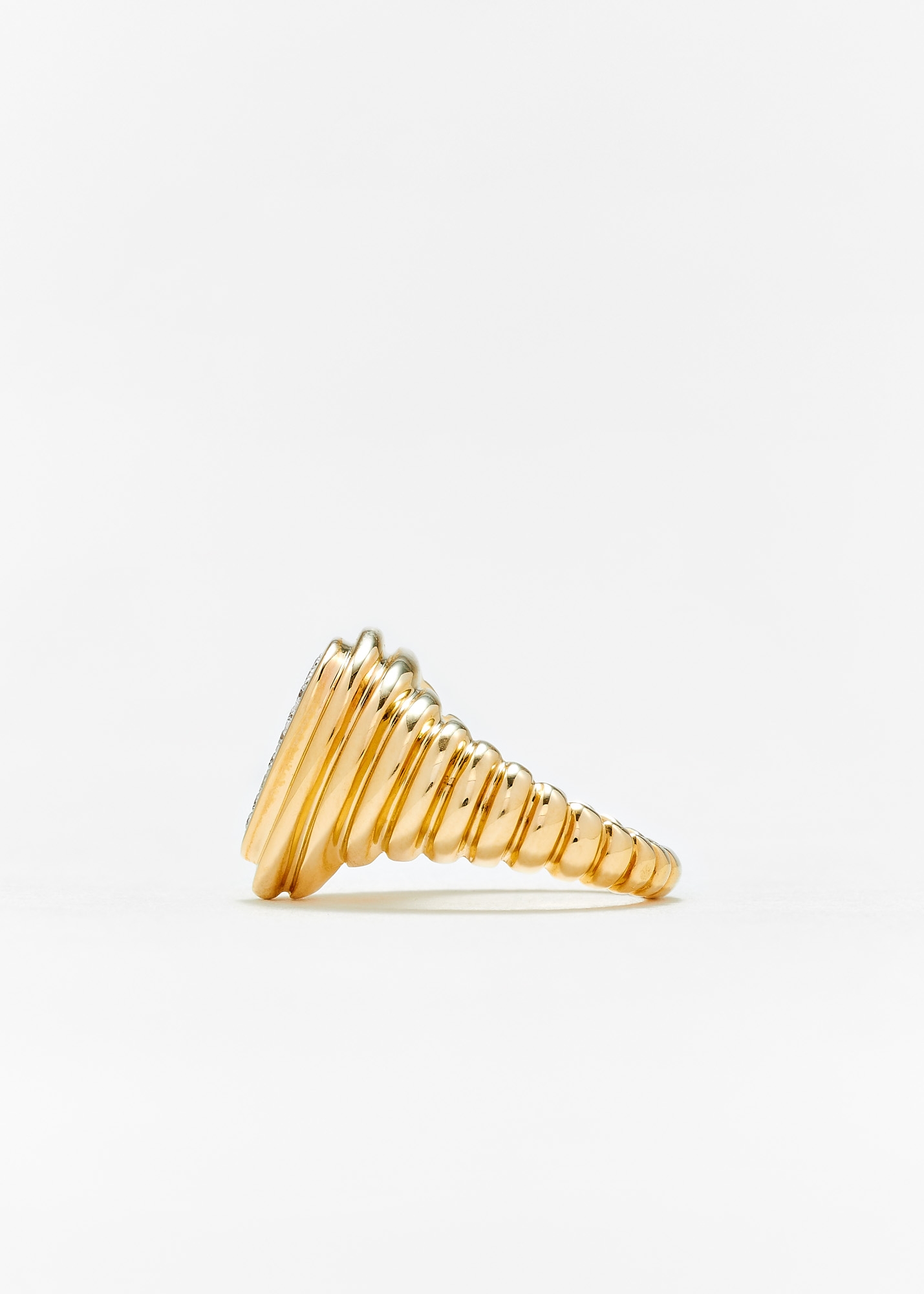 BAGUE POIRE GODRONS DIAMANTS OR JAUNE