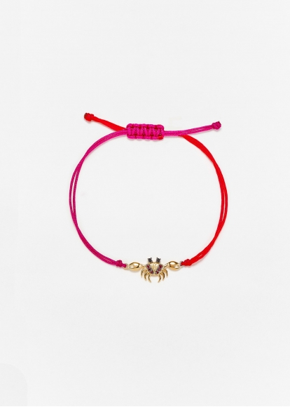 BRACELET FIL CRABE ROUGE & FUCHSIA OR JAUNE