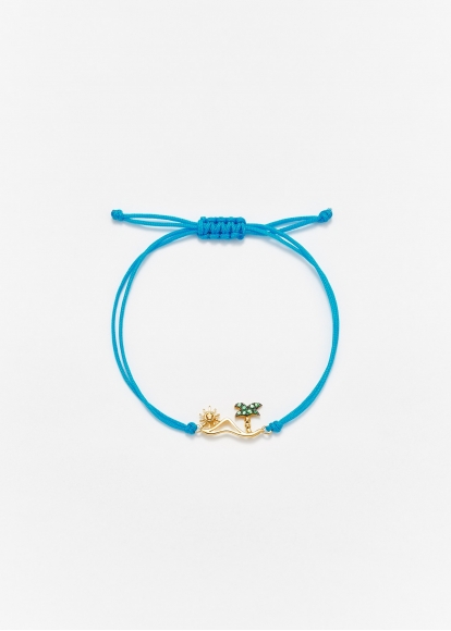 BRACELET FIL LA PLAGE TURQUOISE OR JAUNE