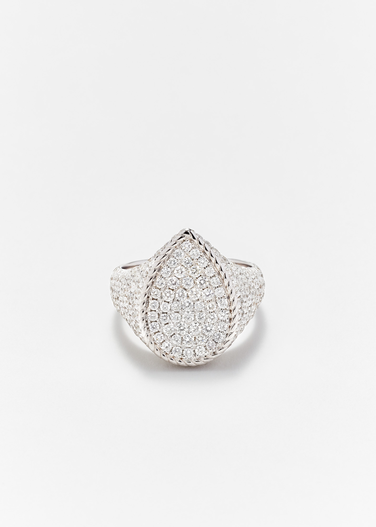 CHEVALIÈRE POIRE FULL DIAMANTS OR BLANC