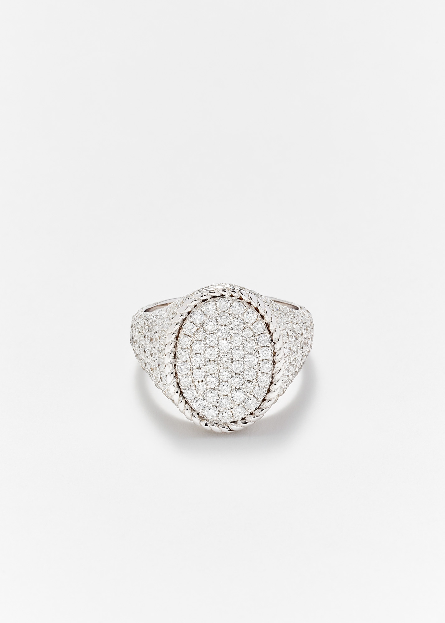 CHEVALIÈRE OVALE FULL DIAMANTS OR BLANC