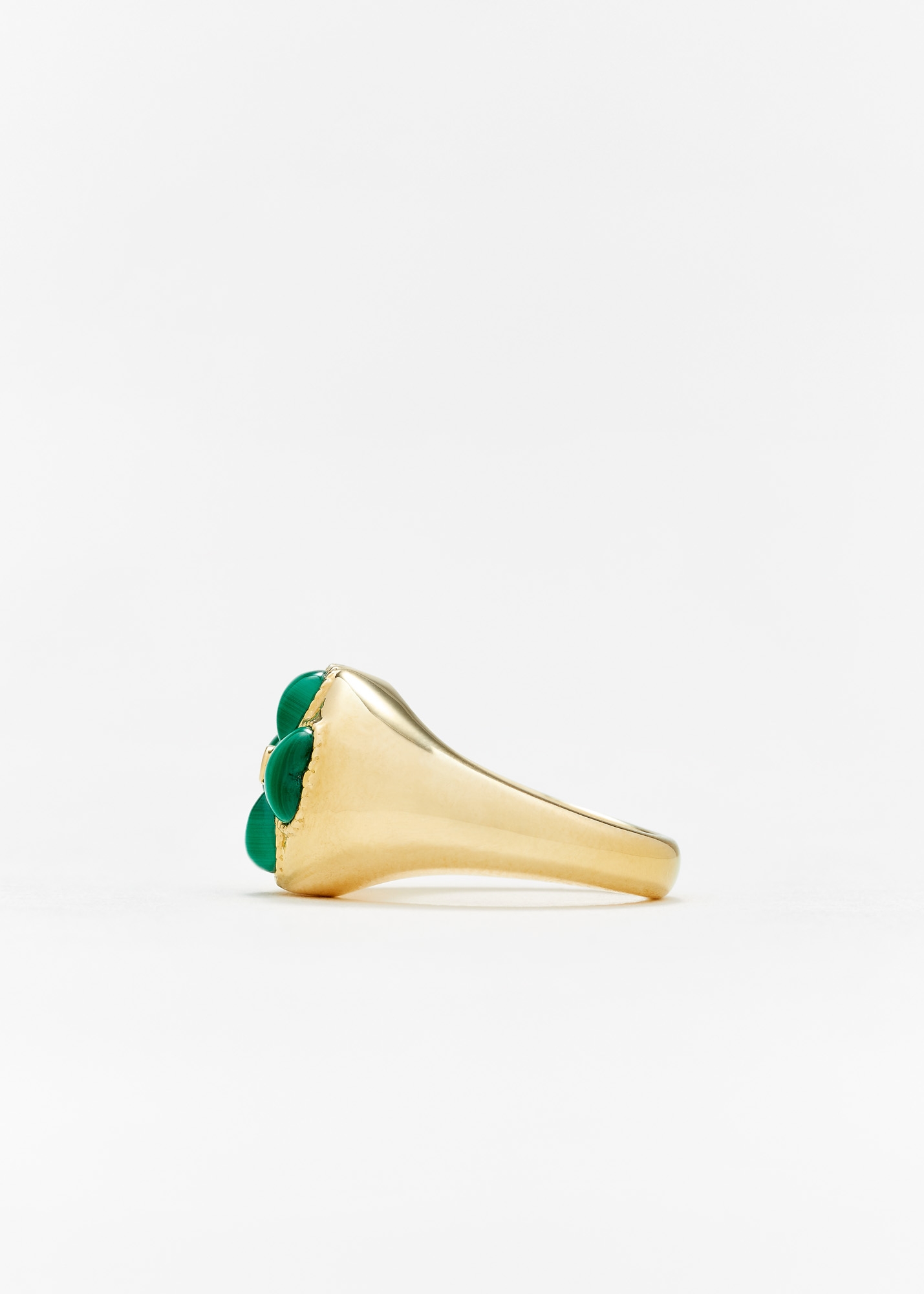 MINI BAGUE DÔME TRÈFLE MALACHITE OR JAUNE
