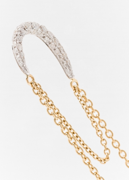 COLLIER D'OREILLE DOUBLE CHAÎNE DIAMANTS OR JAUNE