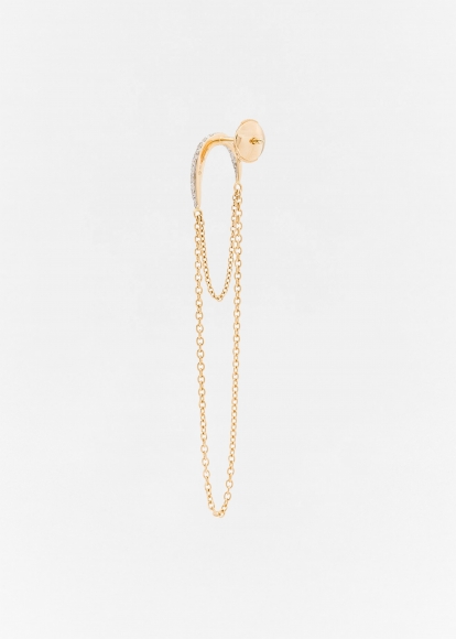 COLLIER D'OREILLE DOUBLE CHAÎNE DIAMANTS OR JAUNE