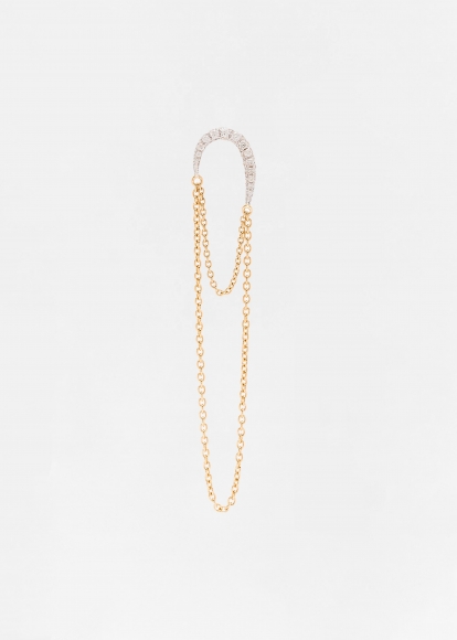 COLLIER D'OREILLE DOUBLE CHAÎNE DIAMANTS OR JAUNE