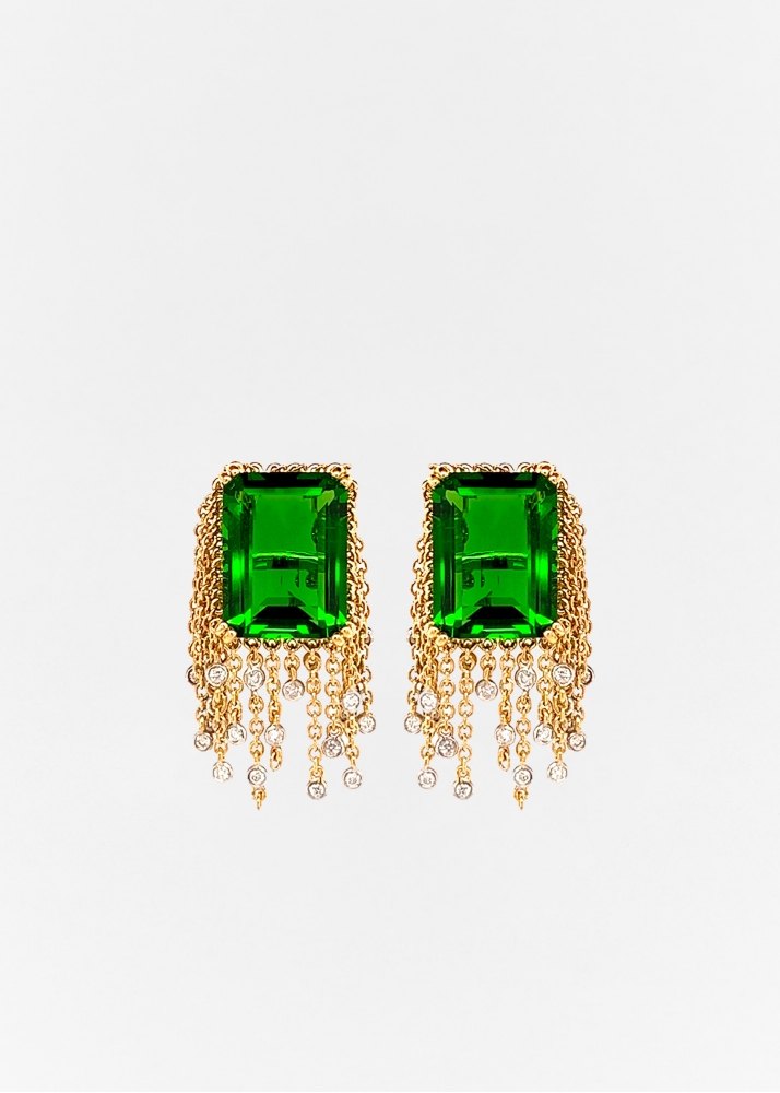 PAIRE DE BOUCLES D'OREILLE COUSSIN CHA CHA CHA OR JAUNE