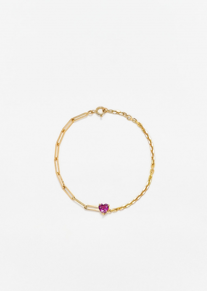 BRACELET SOLITAIRE COEUR GM OR JAUNE