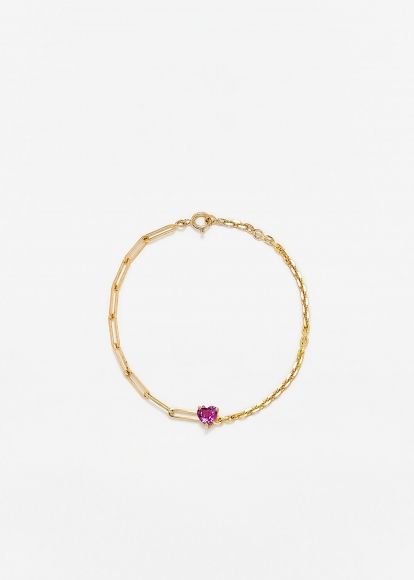 BRACELET SOLITAIRE COEUR GM OR JAUNE