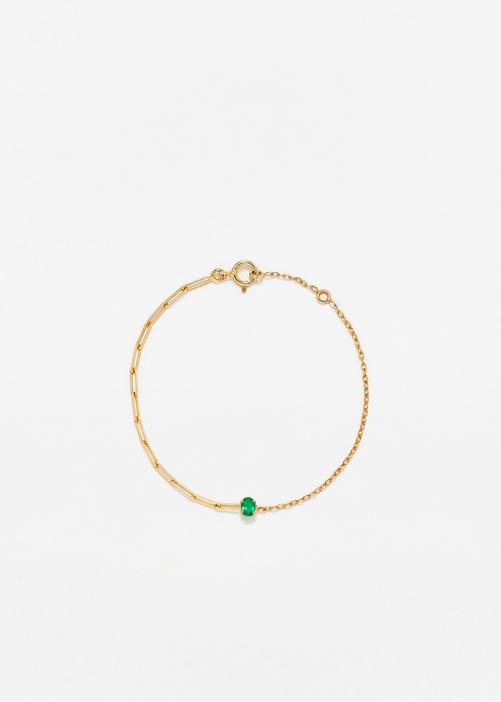BRACELET SOLITAIRE ÉMERAUDE PM OR JAUNE
