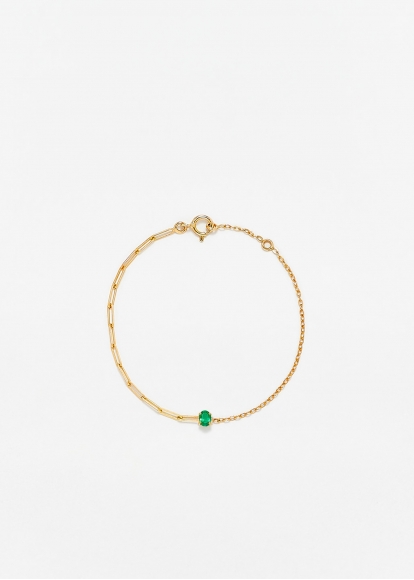 BRACELET SOLITAIRE ÉMERAUDE PM OR JAUNE