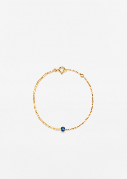BRACELET SOLITAIRE SAPHIR BLEU PM OR JAUNE