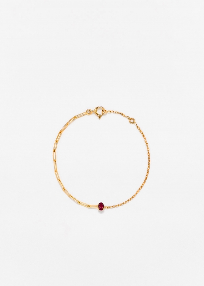 BRACELET SOLITAIRE RUBIS PM OR JAUNE