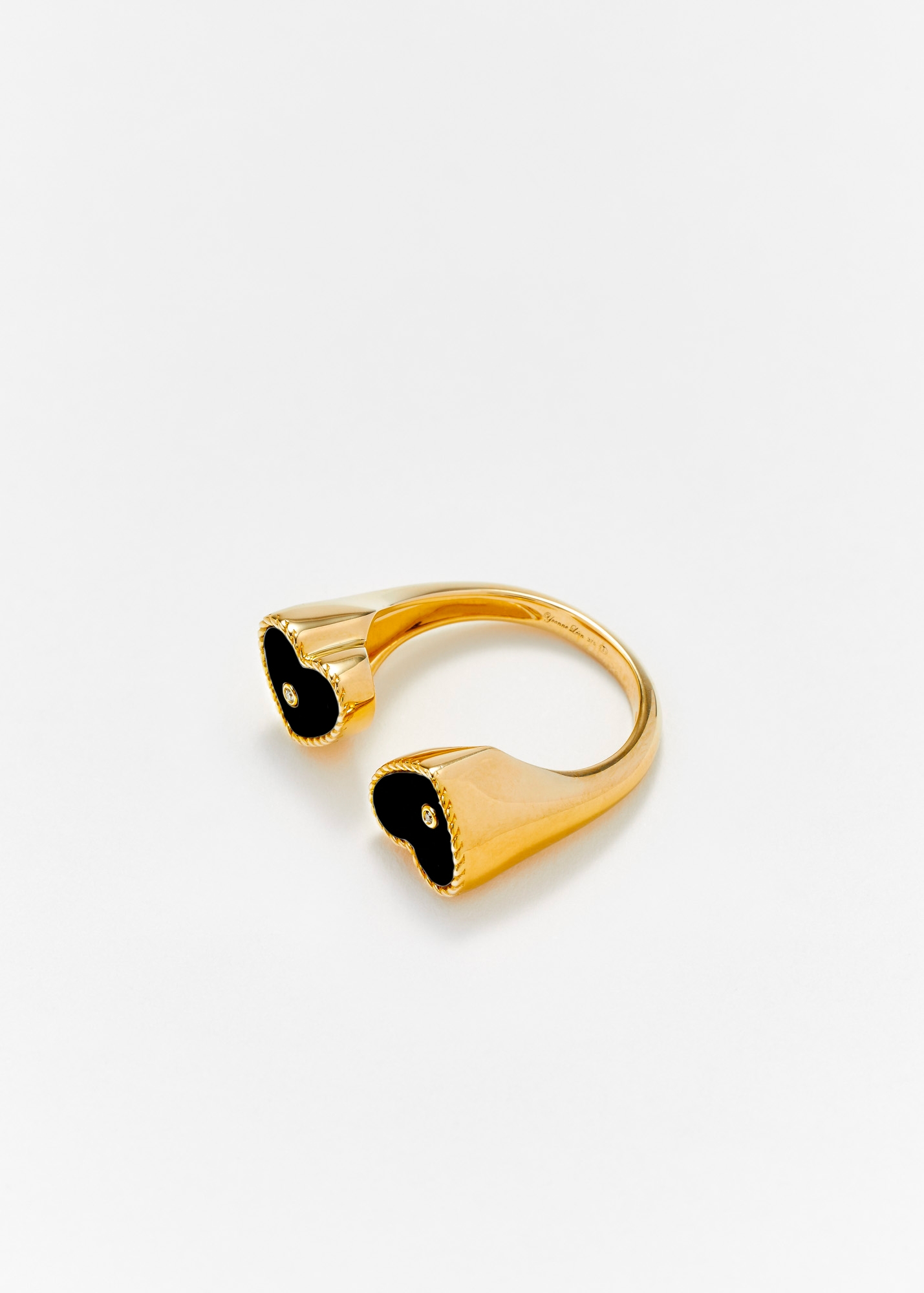 BAGUE TOI & MOI COEUR ONYX OR JAUNE