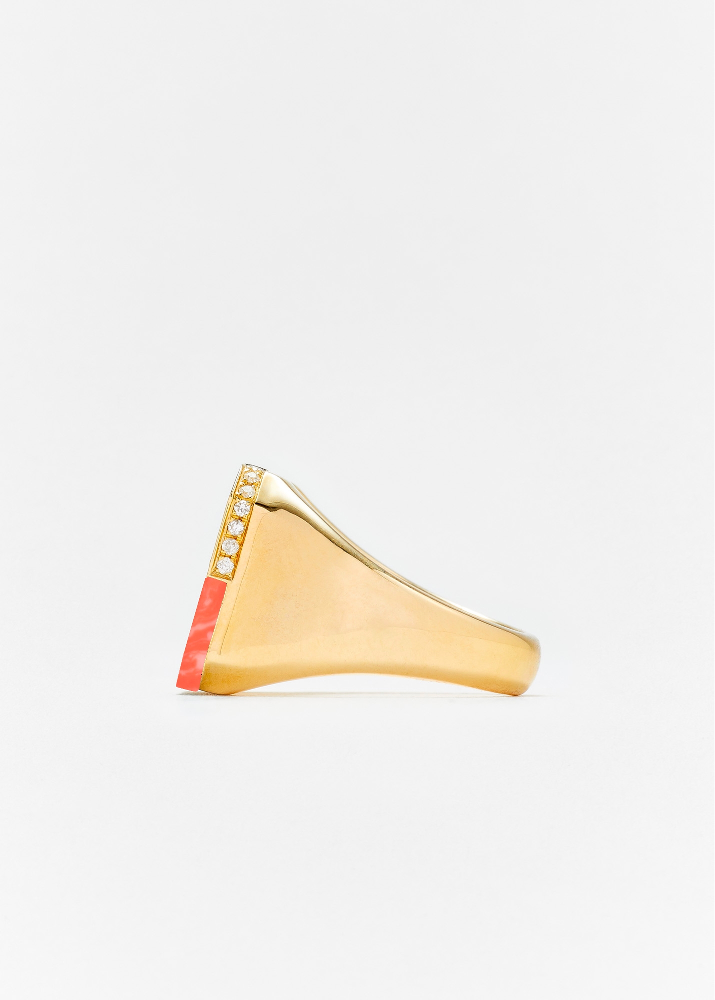BAGUE DAMIER CORAIL OR JAUNE
