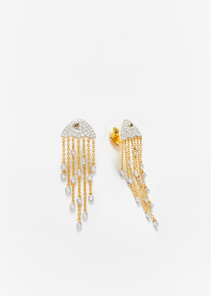 PAIRE DE BOUCLES D'OREILLE MAXI MÉDUSE DIAMANTS 2 ORS