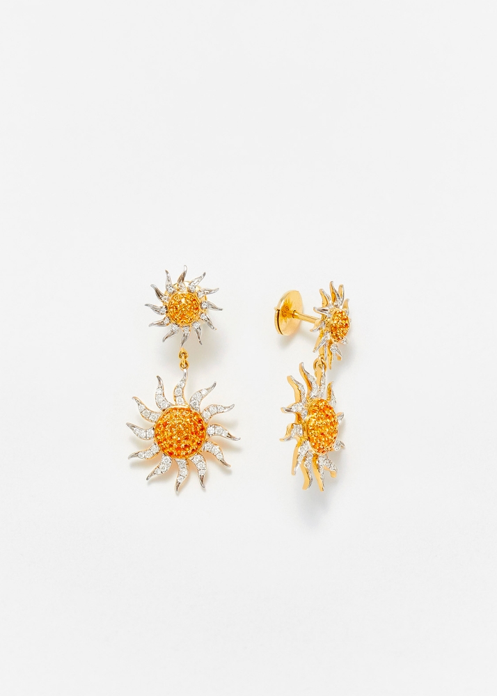 PAIRE DE BOUCLES D'OREILLE LONGUES SOLEIL 2 ORS