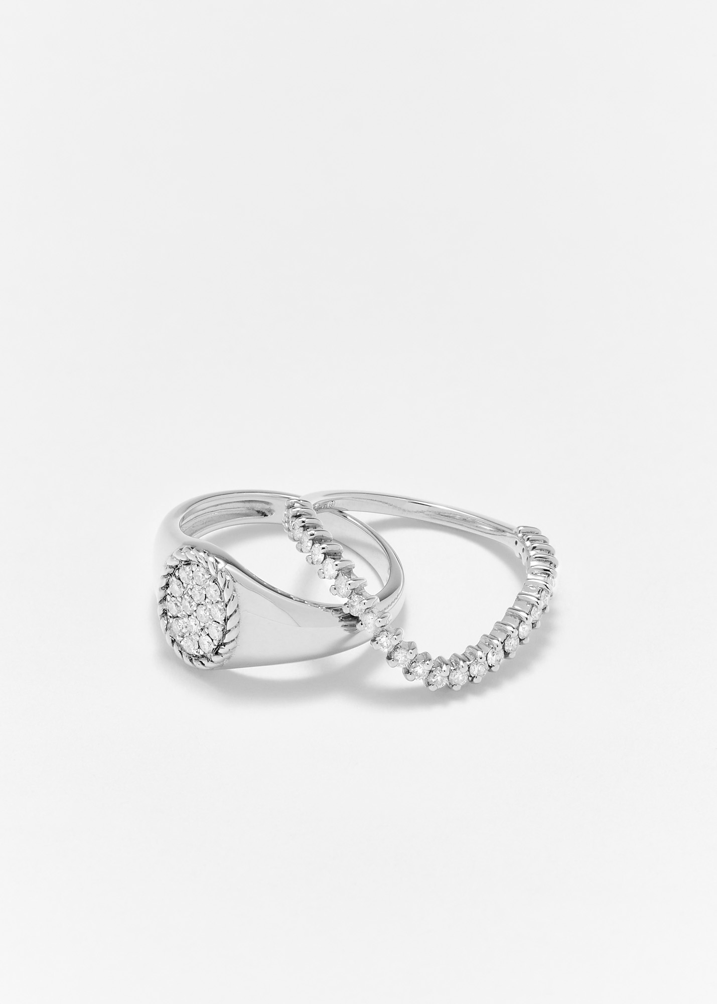 SET BABY CHEVALIÈRE OVALE DIAMANTS OR BLANC