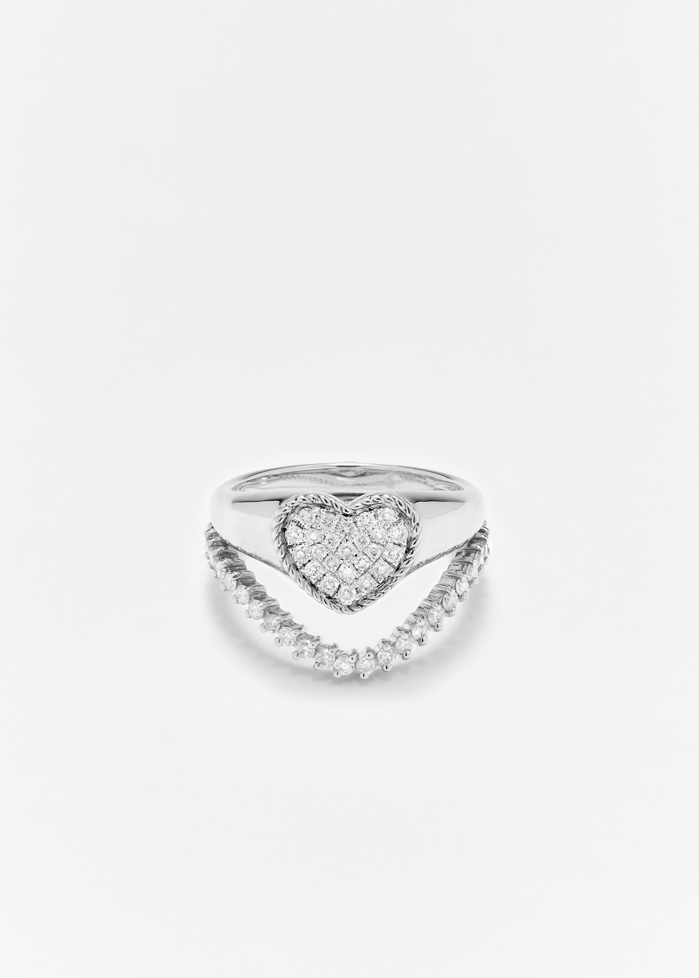 SET BABY CHEVALIÈRE COEUR DIAMANTS OR BLANC