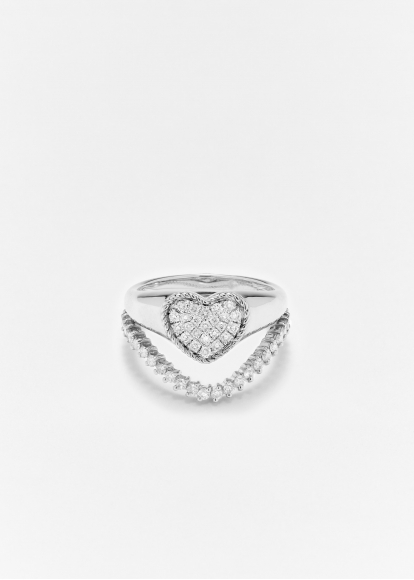 SET BABY CHEVALIÈRE COEUR DIAMANTS OR BLANC