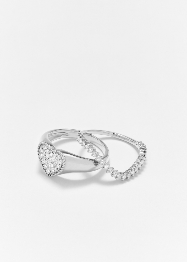 SET BABY CHEVALIÈRE COEUR DIAMANTS OR BLANC