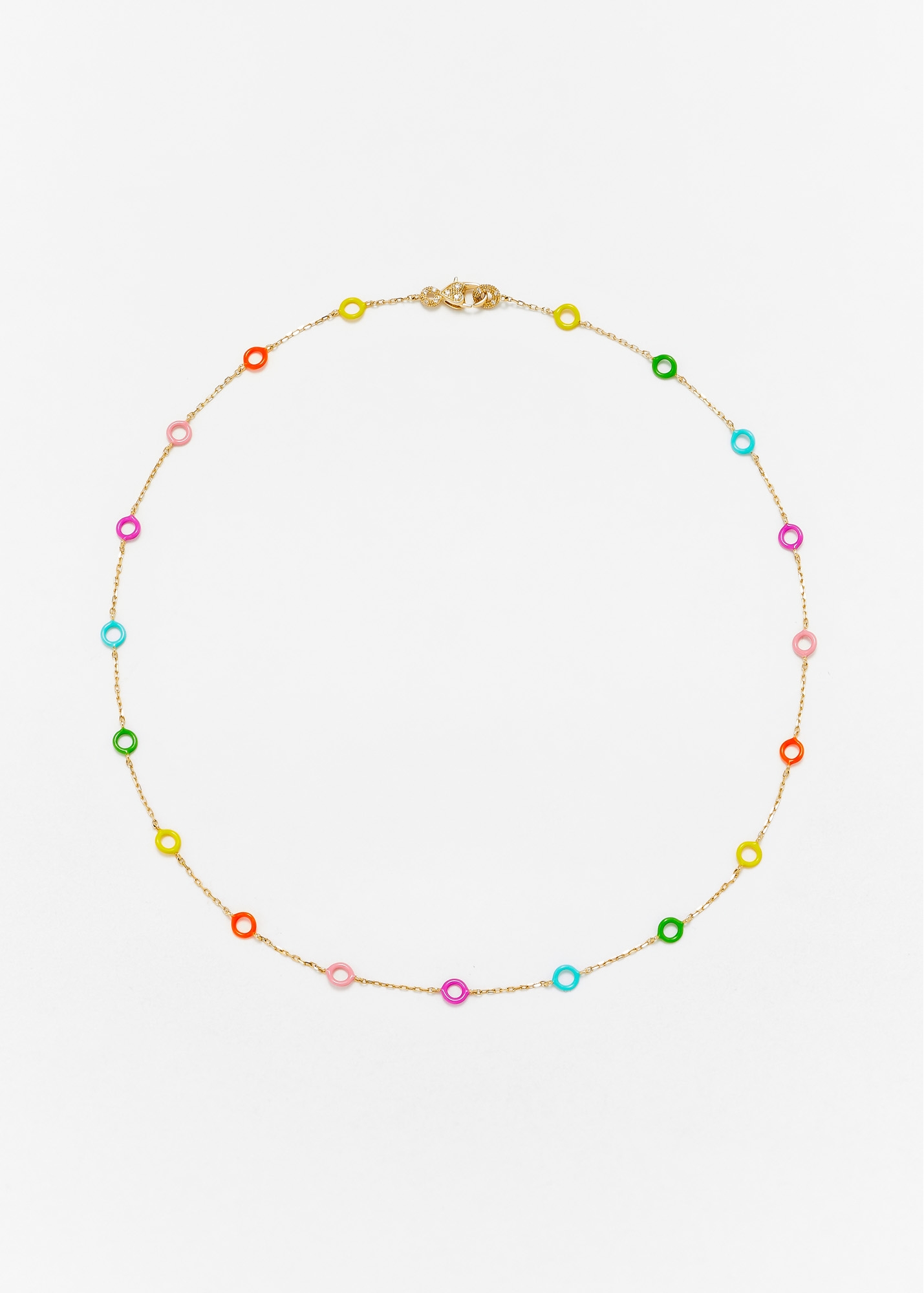 COLLIER MINI DONUTS RAINBOW OR JAUNE