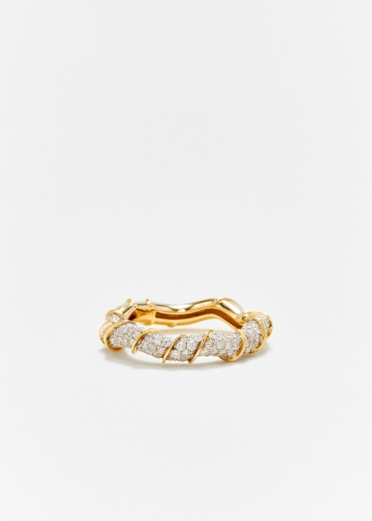 BAGUE TWISTÉE FULL DIAMANTS OR JAUNE