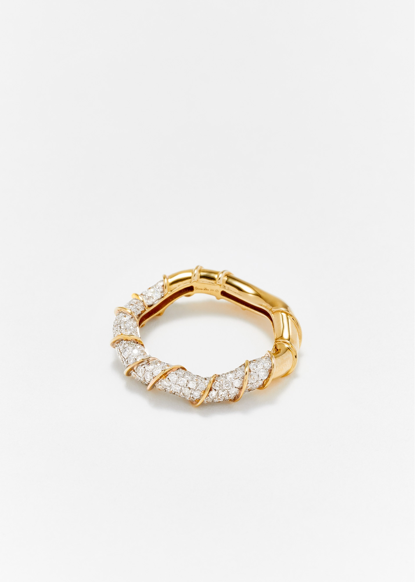 BAGUE TWISTÉE FULL DIAMANTS OR JAUNE