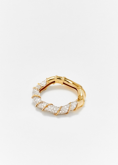 BAGUE TWISTÉE FULL DIAMANTS OR JAUNE