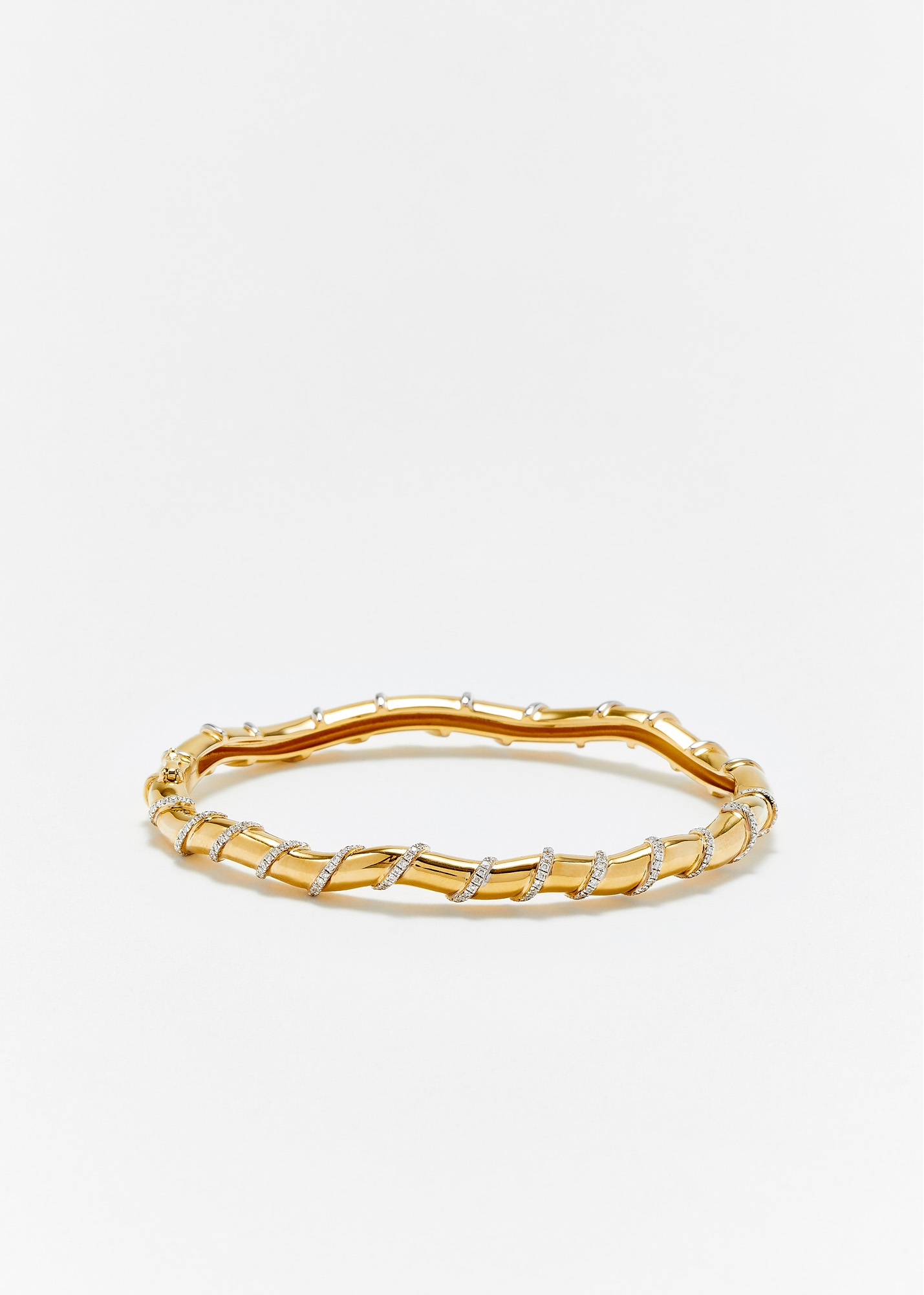 BRACELET JONC TWISTÉ GOLD DIAMANTS OR JAUNE