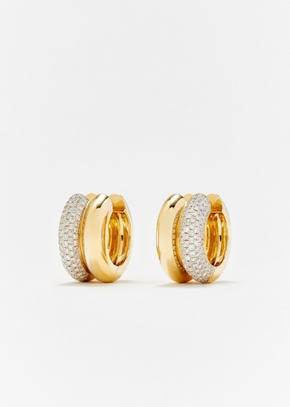 PAIRE DE CRÉOLES BOUÉES DIAMANTS 2 ORS