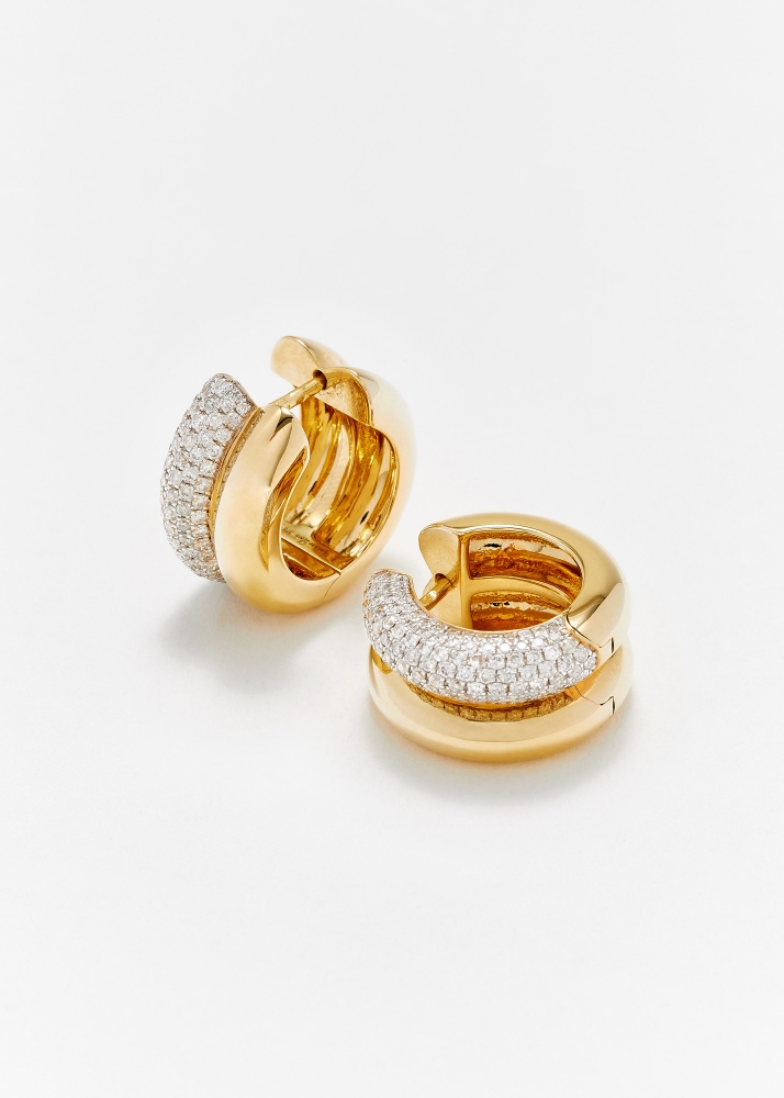 PAIRE DE CRÉOLES BOUÉES DIAMANTS 2 ORS