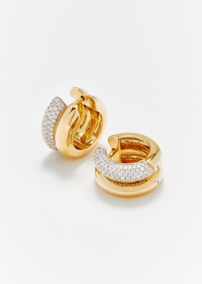 PAIRE DE CRÉOLES BOUÉES DIAMANTS 2 ORS
